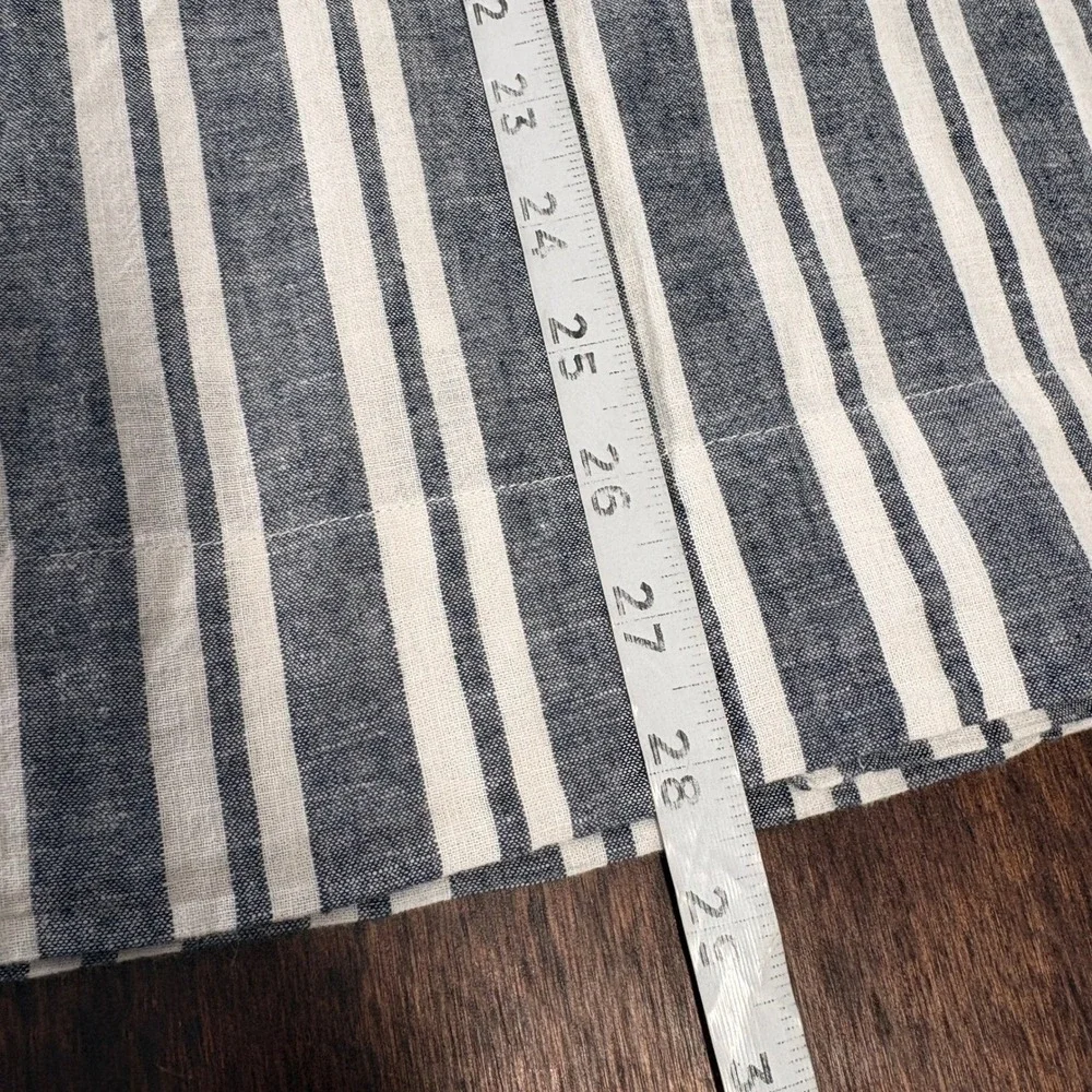 Gap Linen Stripe Wrap Midi Skirt Size M Academia Coastal Preppy Nautical Pockets
